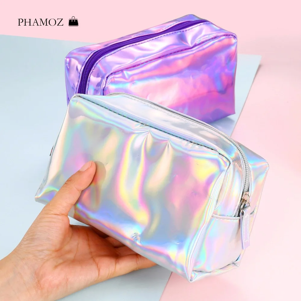 

Luxury Travel Leather Cosmetic Bags Women Transparent Clear Zipper Makeup Bags Organizer Bath Wash Make Up Tote Handbags Case