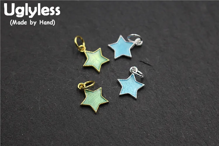

Uglyless Real 925 Sterling Silver Moons Charms Accessories Jewelry DIY Lovely Stars Findings MINI Size Enamel Pendants Jewellery