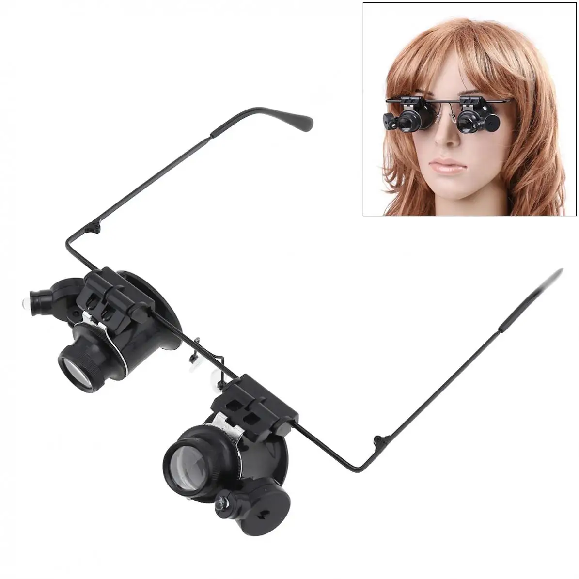 Sales 20X Magnifier Magnifying Eye Glasses Loupe Scope with 2X LED