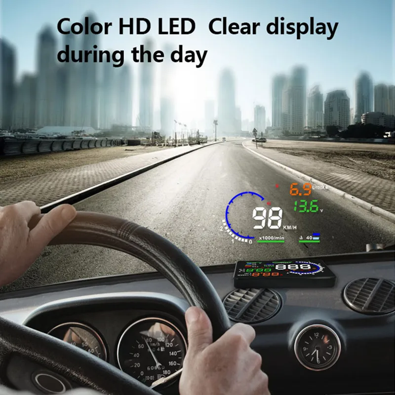 WIIYII 5.5 ġ A8 HUD ڵ  ÷, OBD II EUOBD LED 彺ũ Ʈ 溸 ý, º OBD ĳ,  ڵ