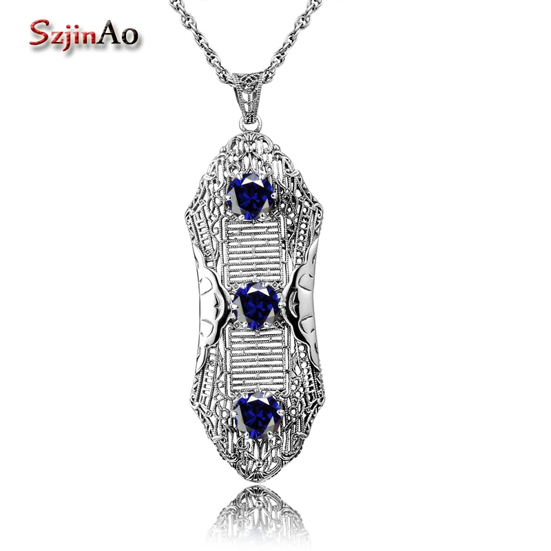 Szjinao Genuine 925 Sterling Silver Women Pendant font b Necklace b font Without Chain Female 100