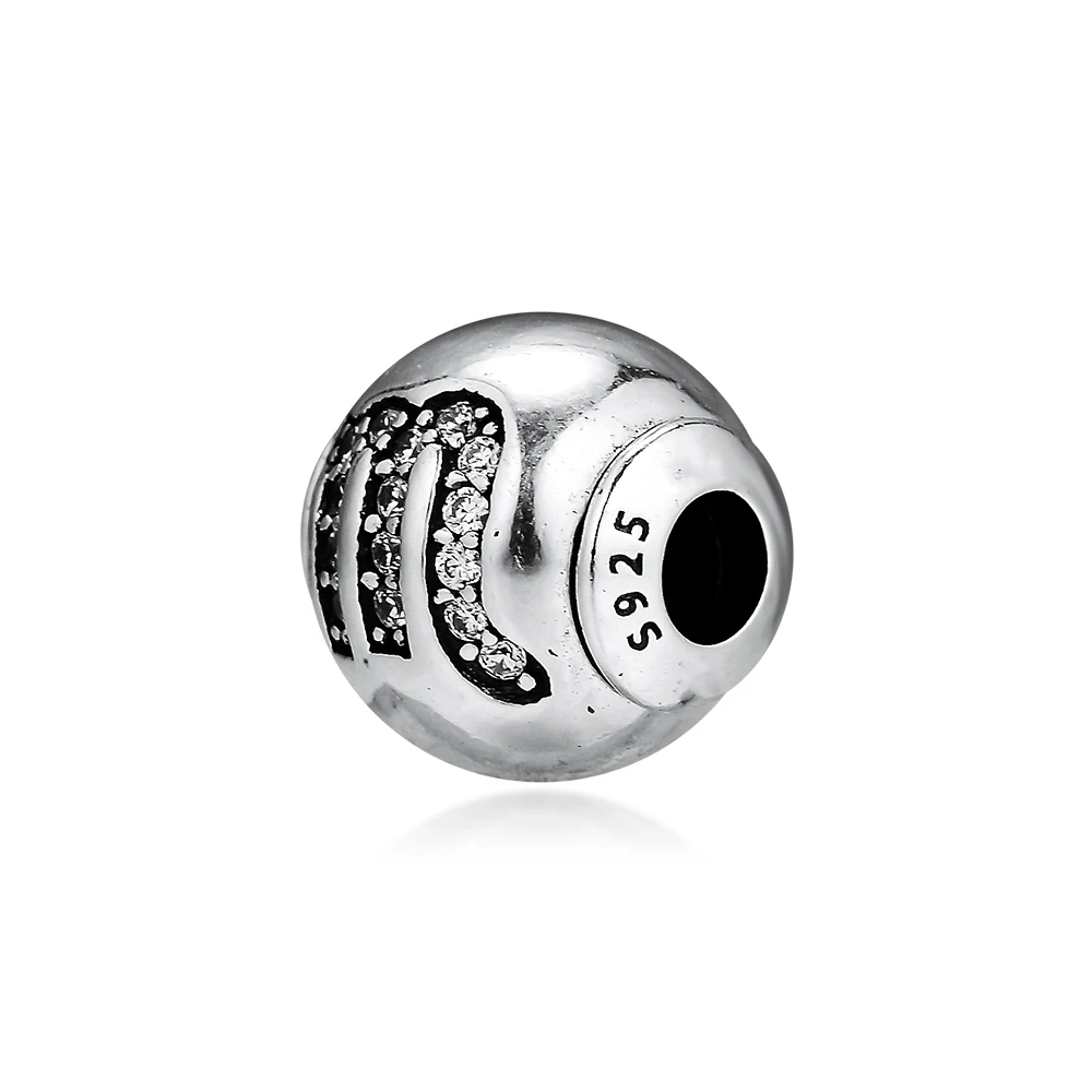 Подходит для браслетов Pandora Essence, Скорпион, бусины с прозрачными фианитами, 925 пробы, серебряные ювелирные изделия, Подвески