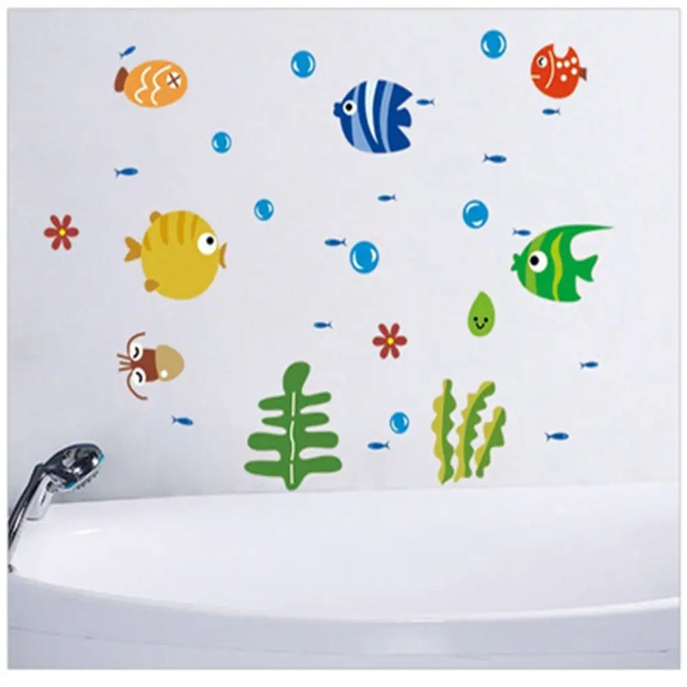 

Lovely Tropical Cartoon Fish Sea Bubble Ocean World Removable Wall Sticker Decal Washroom Baby Room Decoration