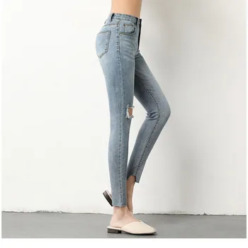 NORMOV Fashion Womens Jeans High Waist Elastic Force Hole Pencil Pants Vintage Worn Out Jeans Skinny Zipper Nine Points Jeans
NORMOV Fashion Womens Jeans High Waist Elastic Force Hole Pencil Pants Vintage Worn Out Jeans Skinny Zipper Nine Points Jeans