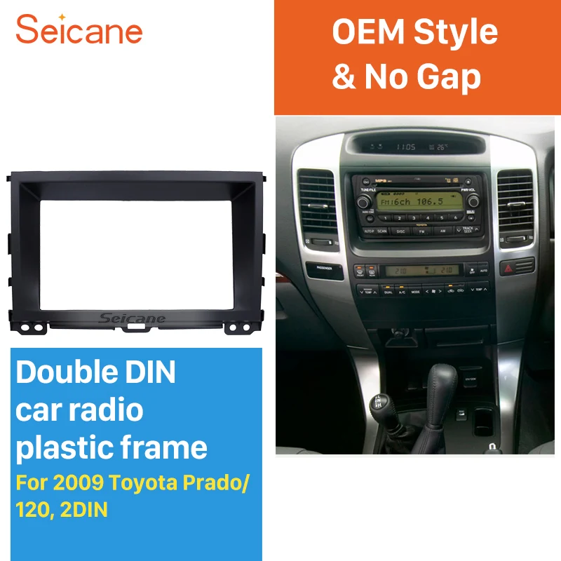 

Seicane Black Double Din Car Radio Fascia for 2009 Toyota Prado 120 CD Trim Dashboard Panel Stereo Player