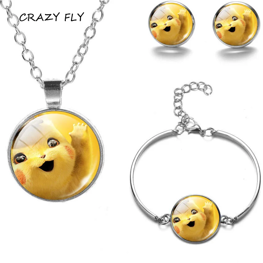 Магазин Crazy Fly 4 шт Ювелирные наборы Покемон детектива Пикачу Piceture стеклянный