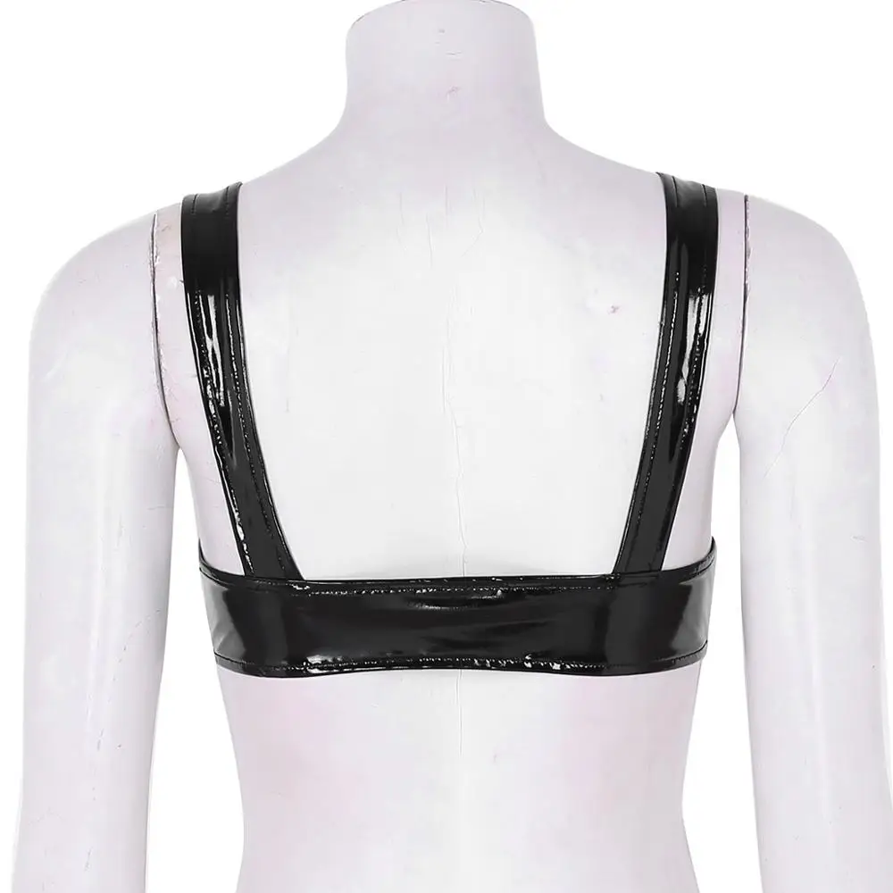 Womens Sexy Lingerie Wetlook Open Cups Bra for Women Clubwewar Faux Leather Bra Underwear Vest Tank Crop Tops Sleeveless