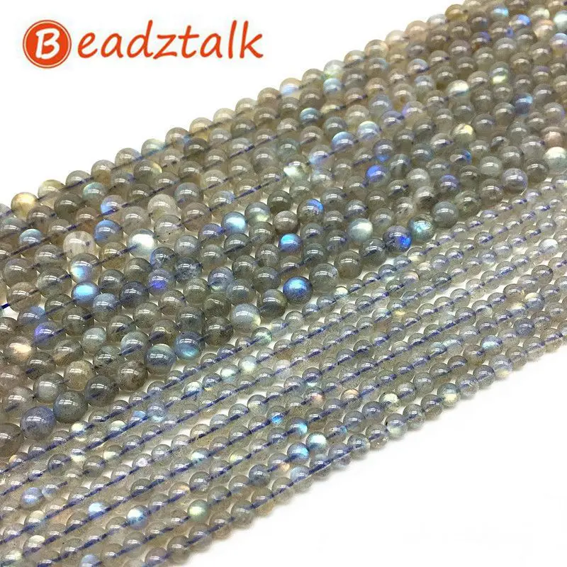 BEADZTALK AA Round Stone Labradorite Moonstone Spacer Beads 4 mm 5 mm 6 mm 7 mm 8 mm DIY Jewelry Necklace Making Supplies Gift mm