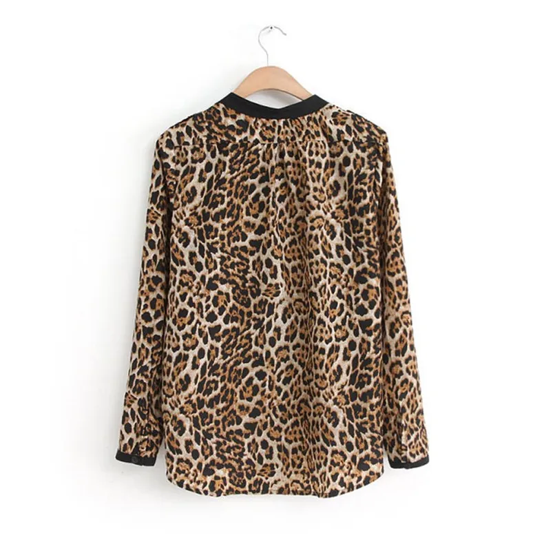 2018 Women Blouse Leopard Print Shirt Long sleeve Top Loose Blouses Plus Size Chiffon Shirt Camisa Feminina Clothing #F#40OC903