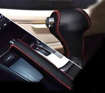 

2pcs/set for KIA ( AT or MT) sportage K2 K3 K4 K5 KX5 KX3 gear ball cover (1pc) + hand brake cover (1pc) top layer leather