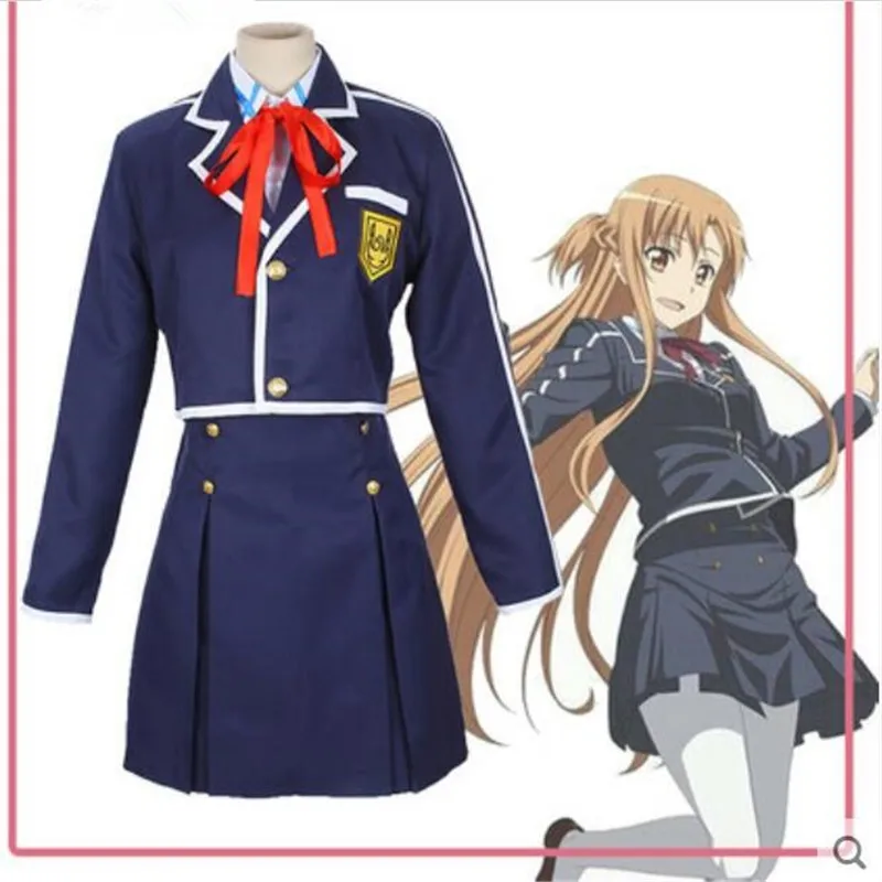 Sword Art Online SAO Yuuki Asuna школьная форма пальто рубашка юбка костюм аниме костюмы для