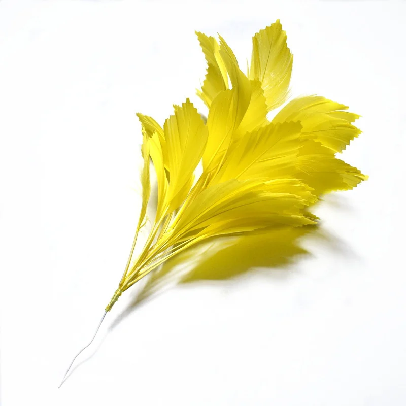 Длина около 30 см, гусиное перо, свадебная брошь, перья, цветок, головной убор, перья для рукоделия, украшение для свадебной вечеринки - Цвет: yellow