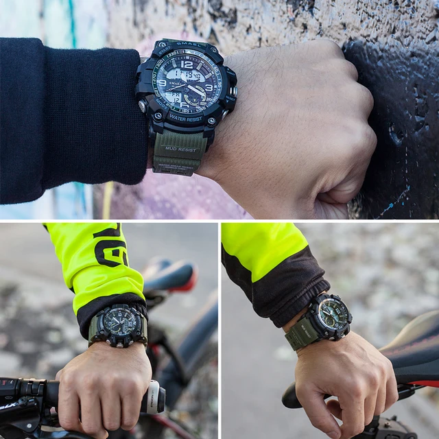 SMAEL Men Military Watch 50m wodoodporny zegarek LED zegar kwarcowy męski relogios męski 1617 cyfrowe zegarki sportowe mężczyźni tanie i dobre opinie Quartz Wristwatches Complete Calendar Shock Resistant Rattrapante Stop Watch LED display Auto Date Water Resistant Chronograph Back Light Multiple Time Zone Alarm Perpetual Calendar SMAEL Men Military Watch 50m wodoodporny zegarek LED zegar kwarcowy męski relogios męski 1617 cyfrowe zegarki sportowe mężczyźni tanie i dobre opinie Quartz Wristwatches Complete Calendar Shock Resistant Rattrapante Stop Watch LED display Auto Date Water Resistant Chronograph Back Light Multiple Time Zone Alarm Perpetual Calendar