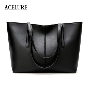 

ACELURE Soft Pu Leather Shoulder Bag For Women High-Capacity Casual Totes Bag Female All-Match Shoulder Bag Solid Ladies Handbag