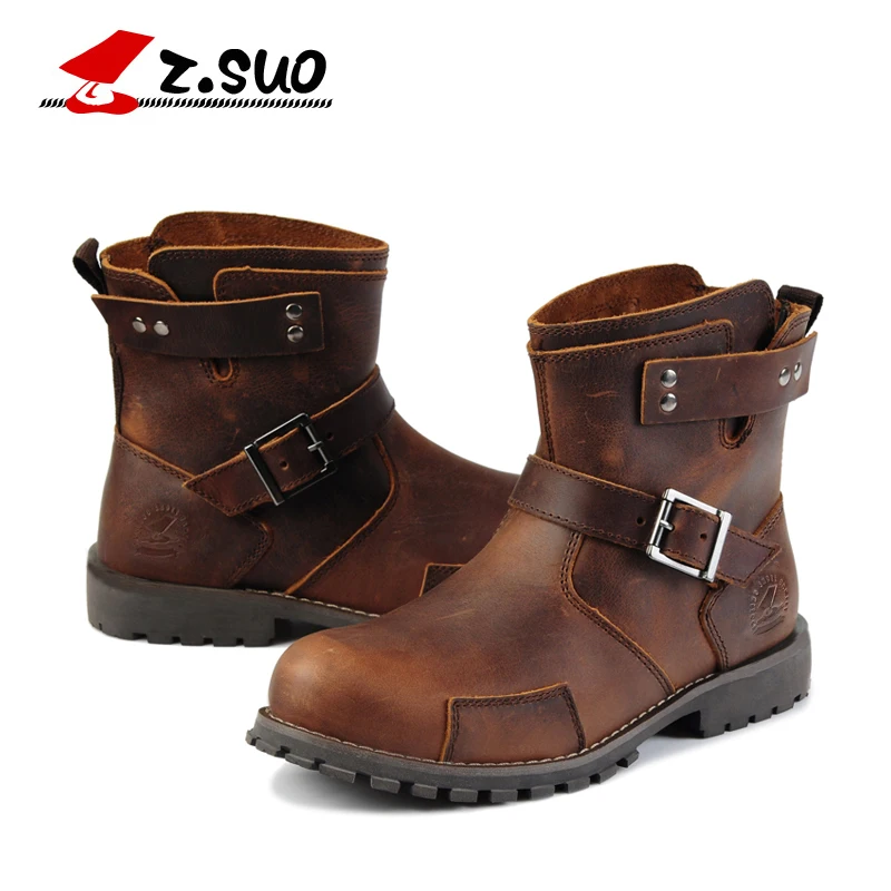 

Z. Suo men boots. Mouthpiece buckle casual fashion men boots, vintage leather western boots for men,
