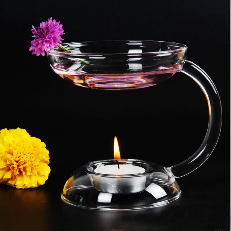 Glass Candlestick Candle Holder Aroma Oil Burner Warmer Stove Hold Tealightin Candle Holders