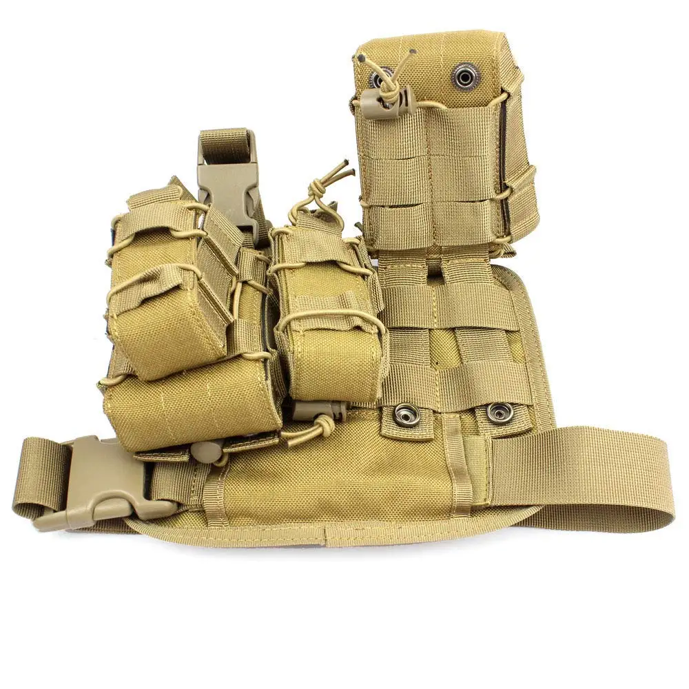 TTGTACTICAL Tactical Drop Leg Rig со съемным двойным штабелером Mag Pouch& 1 одиночный Mag Pouch, Molle Drop Leg Platform