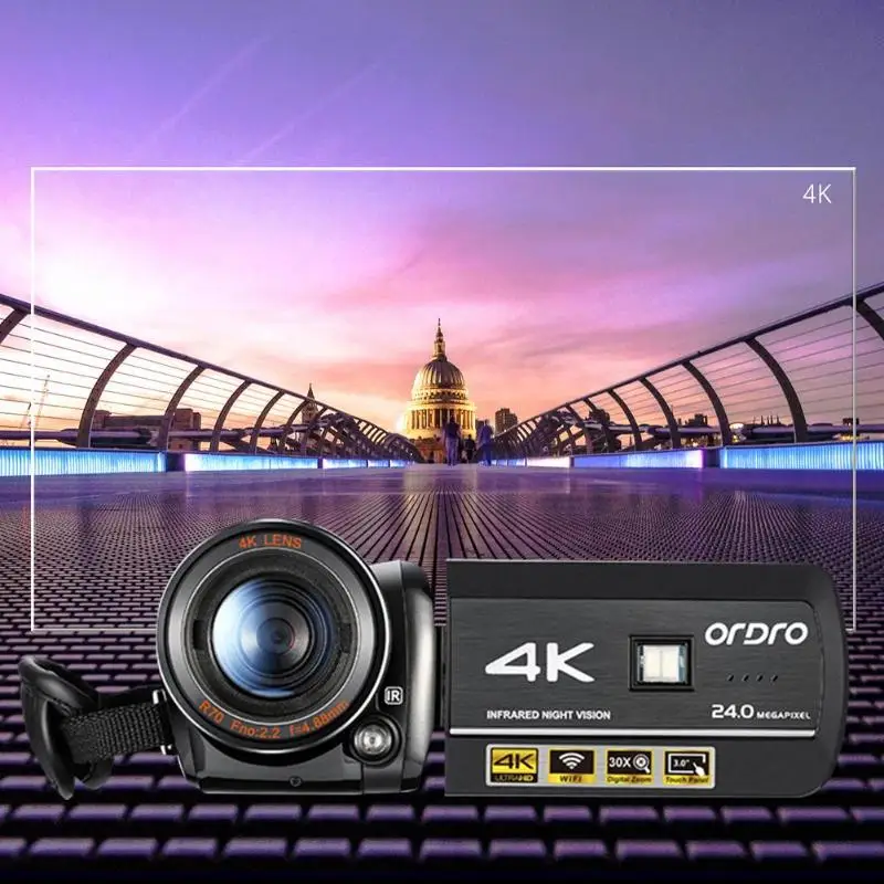 ORDRO AC3 Digital Video Cameras 4K 24MP 30X Zoom WiFi Night Vision Camcorder with 0.39X Wide Angle Lens+Lens Hook+Micophone ORDRO AC3 Digital Video Cameras 4K 24MP 30X Zoom WiFi Night Vision Camcorder with 0.39X Wide Angle Lens+Lens Hook+Micophone