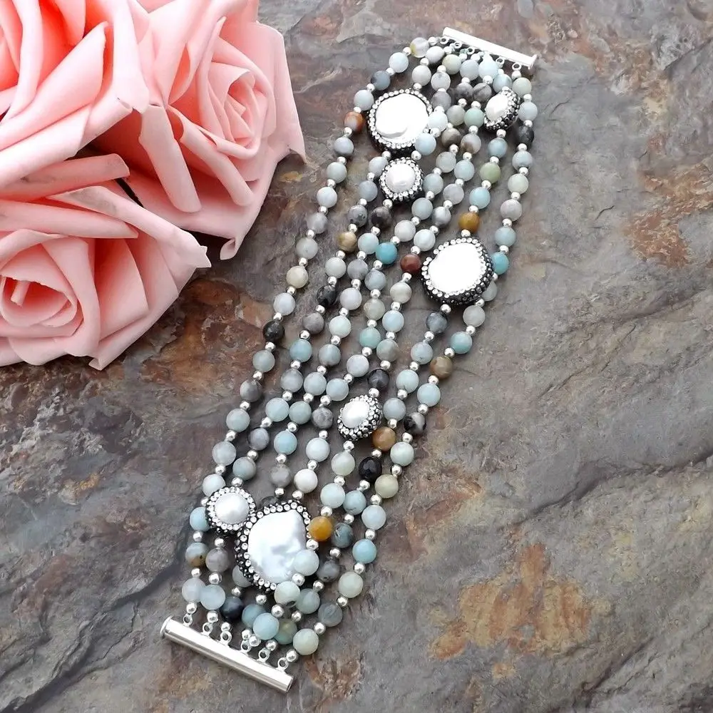 

GE070208 7Strands 8" White Pearl Amazonie Bracelet