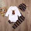 Citgeett Autumn  Baby Boy Clothing Sets Xmas Newborn Baby Boy Girls Clothes Long Sleeve Romper Jumpsuit Long Pants +hat Outfits 1