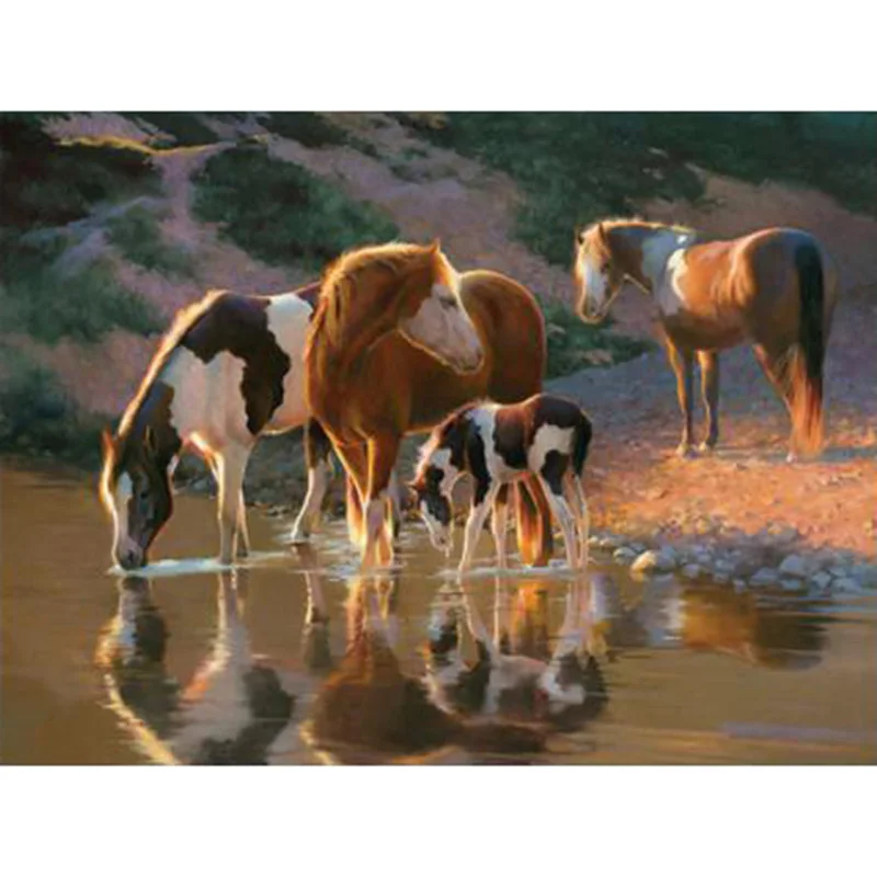 Diy Алмазная картина вышивка крестиком бегущие лошади кристалл бриллиантовой вышивки Бриллиантовая мозаика с животным фотографии иглы LRR2025-6 - Цвет: H 01