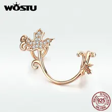 WOSTU, розовое золото, листья, бусины, 925 пробы, Серебряный цветок, талисманы, подходят к оригинальному браслету, Шарм для изготовления ювелирных изделий DXC1254