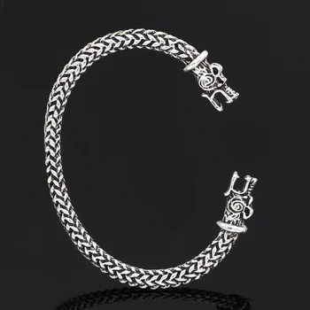 

men nordic viking odin wolf king chain amulet bracelet adjustsize