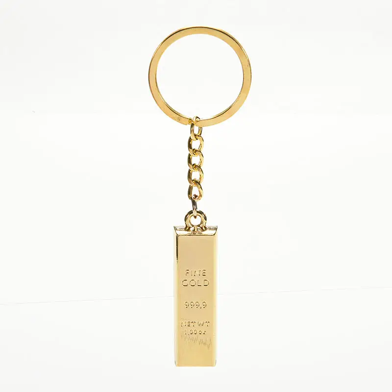 Креативный Забавный модный брелок ключ из металлического сплава цепочка золотой слиток брелок лучший подарок для мальчиков