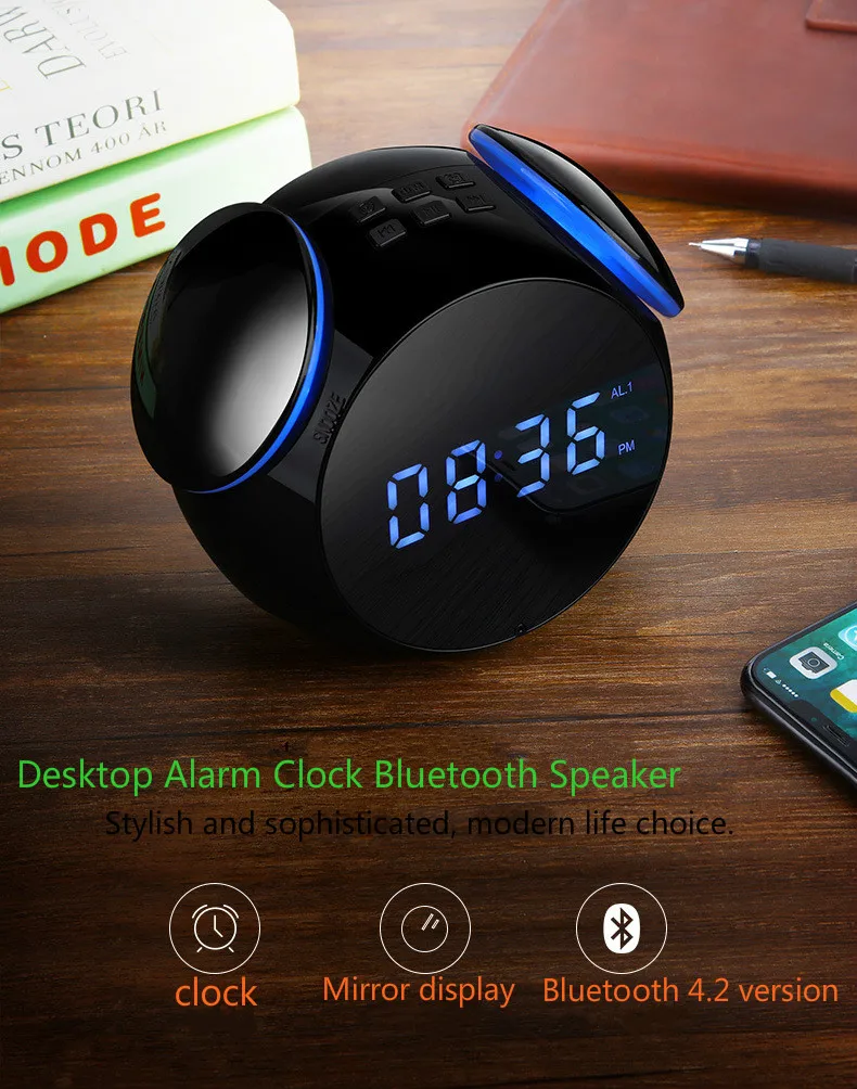 

Wireless Bluetooth Speaker Mini Digital Alarm Clock Outdoor Square Dance MP3 Smart Speaker Subwoofer