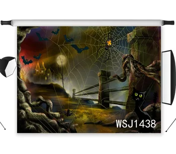 

LB Polyester & Vinyl Halloween Spider Web Gloomy Road Photo Background Photography Backdrops Backgrounds For Photo Studio Decor