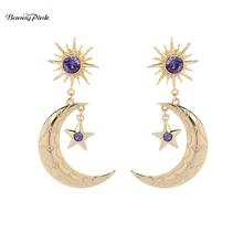Banny Розовый Панк резной Луна полумесяц солнце звезда серьги-гвоздики для женщин массивные геометрические серьги Brinco Bijoux