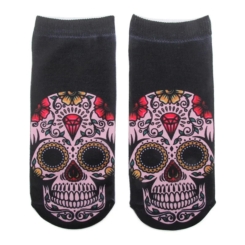 Короткие носки с черепами, 3 пары, хипстерские уникальные короткие носки, женские носки с 3D рисунком черепа, невидимые носки, унисекс, онлайн, Популярная мода