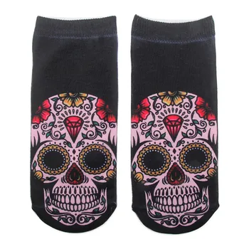 

Skull Short Socks 3 pairs Hipster Unique Low Cut Sock Woman 3D Skull Patterned Invisible No Show Socks Unisex Online Pop Fashion