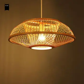 

Bamboo Wicker Rattan Embryo Shade Pendant Light Fixture Country Retro Vintage Hanging Lamp Plafon Design Dining Table Tea Room