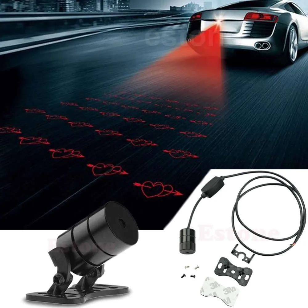 

B86" Hot Arrow Heart Pattern Auto Car Laser Fog Light Anti-collision Safety Taillight NEW