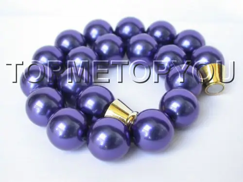 

Free Shipping >>WOW 20mm navy blue perfect round shell pearls necklace E720