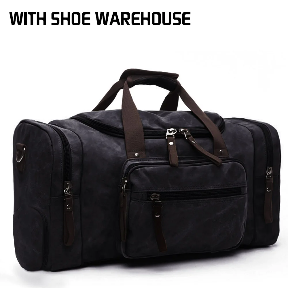 MARKROYAL/мужская дорожная сумка с обувью; Мужская парусиновая сумка с Т-образным ремешком; сумка-мессенджер; вместительная спортивная сумка для подростков - Цвет: Black