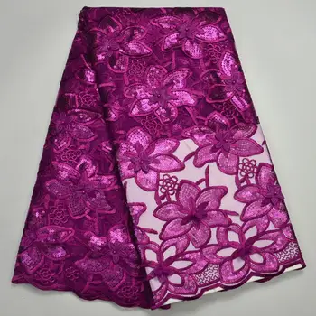 

2017 New design Sequined African French Mesh Net 3D applique french tulle beaded lace fabrics For Evening Dress Fabrics RR013