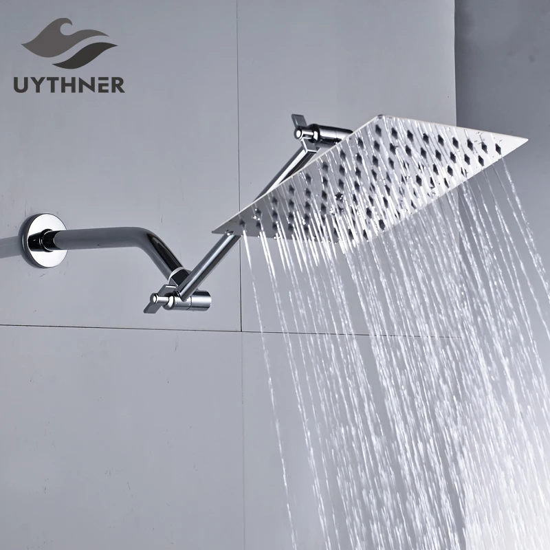 Wall Mounted Bright Chrome Brass Shower Head Shower Hose Shower Arm High Quality