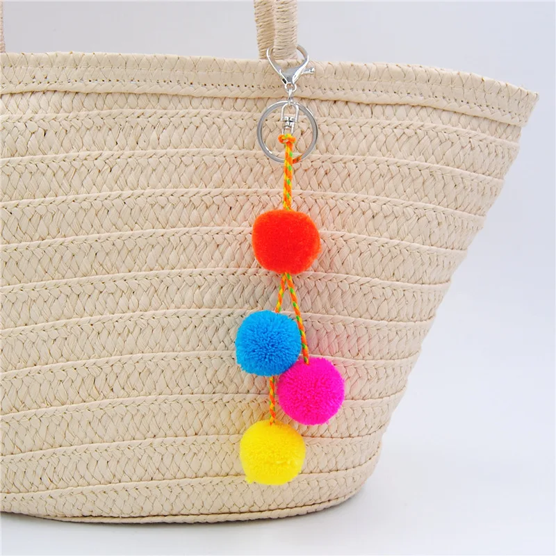 Exknl модная сумка с помпоном брелок с кисточкой кольцо для женщин Pom богемная подвеска Женский этнический брелок богемное украшение подарок