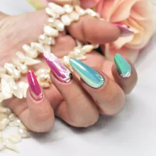 1 коробка 0,2 г неоновый Единорог Хамелеон порошок для ногтей зеркало с русалкой блеск для ногтей пыль хром пигмент DIY Маникюр Искусство Аврора пигмент