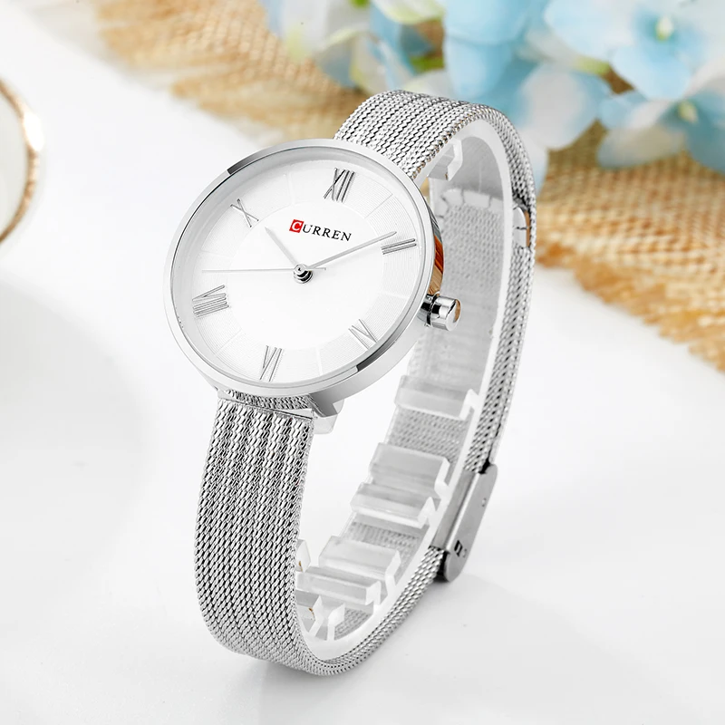 Skup CURREN nowa moda damska prosty styl zegarki kwarcowe pasek ze stali nierdzewnej zegarek wodoodporny klasyczny damski zegar prezent