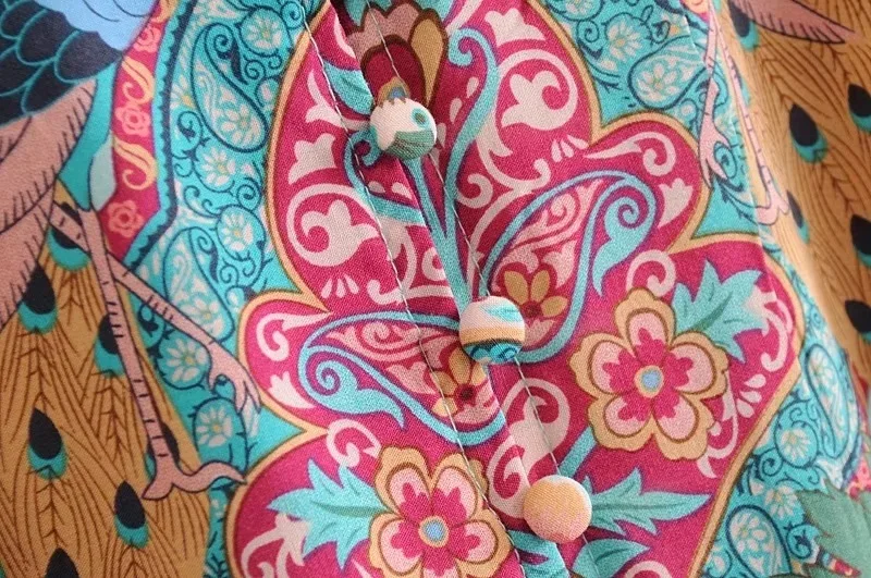 Летние пляжные комбинезоны в стиле бохо, женский комбинезон с принтом павлина, свободный облегающий рукав с поясом, повседневный комбинезон, короткий, размера плюс