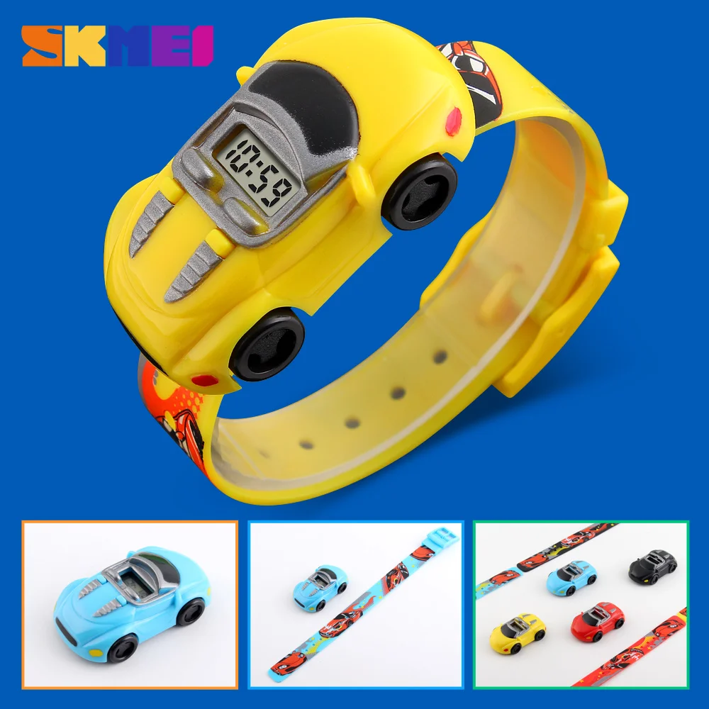 Детские часы SKMEI брендовые модные креативные цифровые спортивные детские часы для мальчиков и девочек с мультяшным автомобилем наручные часы relogio masculino