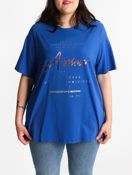

Maxi T-shirts printed lettering and rhinestone