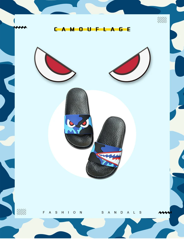 Fashion Shark Children Slippers for Boys Summer Sandals Kids Flip Flop Home Bath Shoes Baby Casual Non-slip Flat Beach Shoes
