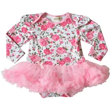 QUIKGROW 0~2 Year Stunning Floral Baby Girl Tutu Dress Long Sleeve Newborn Infant One-piece Outfits Ruffled Tulle Clothes NY23QZ
