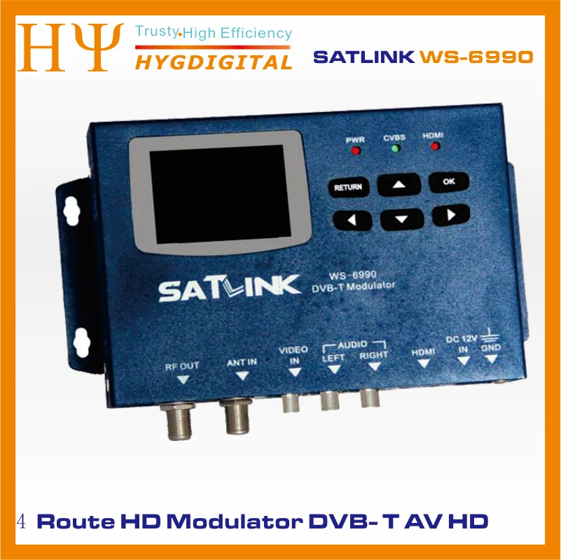 Satlink WS-6990 HD, AV вход одноканальный DVB-T модулятор компактный и настенный