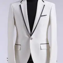 Нотч одна кнопка Для мужчин костюмы Белый Новое поступление Мода Терно Slim Fit Masculino высокое качество Блейзер уникальный Cool(куртка+ брюки