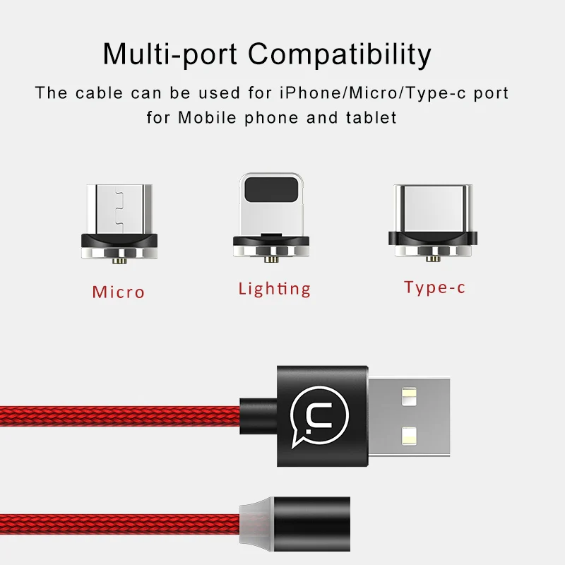 USAMS magnética Cable cable de tipo C Micro USB más rápido de carga Microusb imán cargador usb-c cable para iphone cable Samsung xiaomi